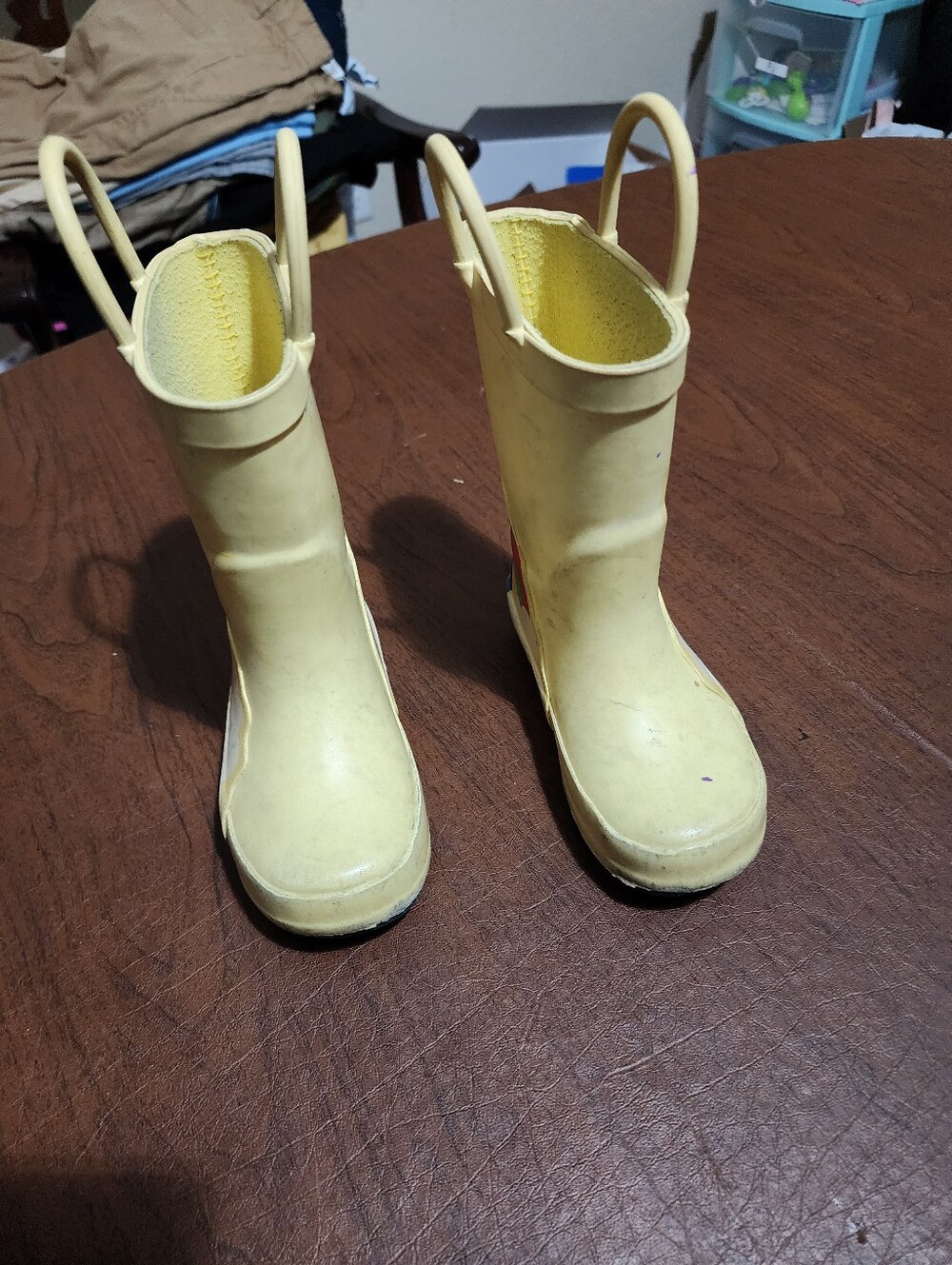 Children's Yellow Rain Boots with Rainbow & Sun - Picture 7 of 8